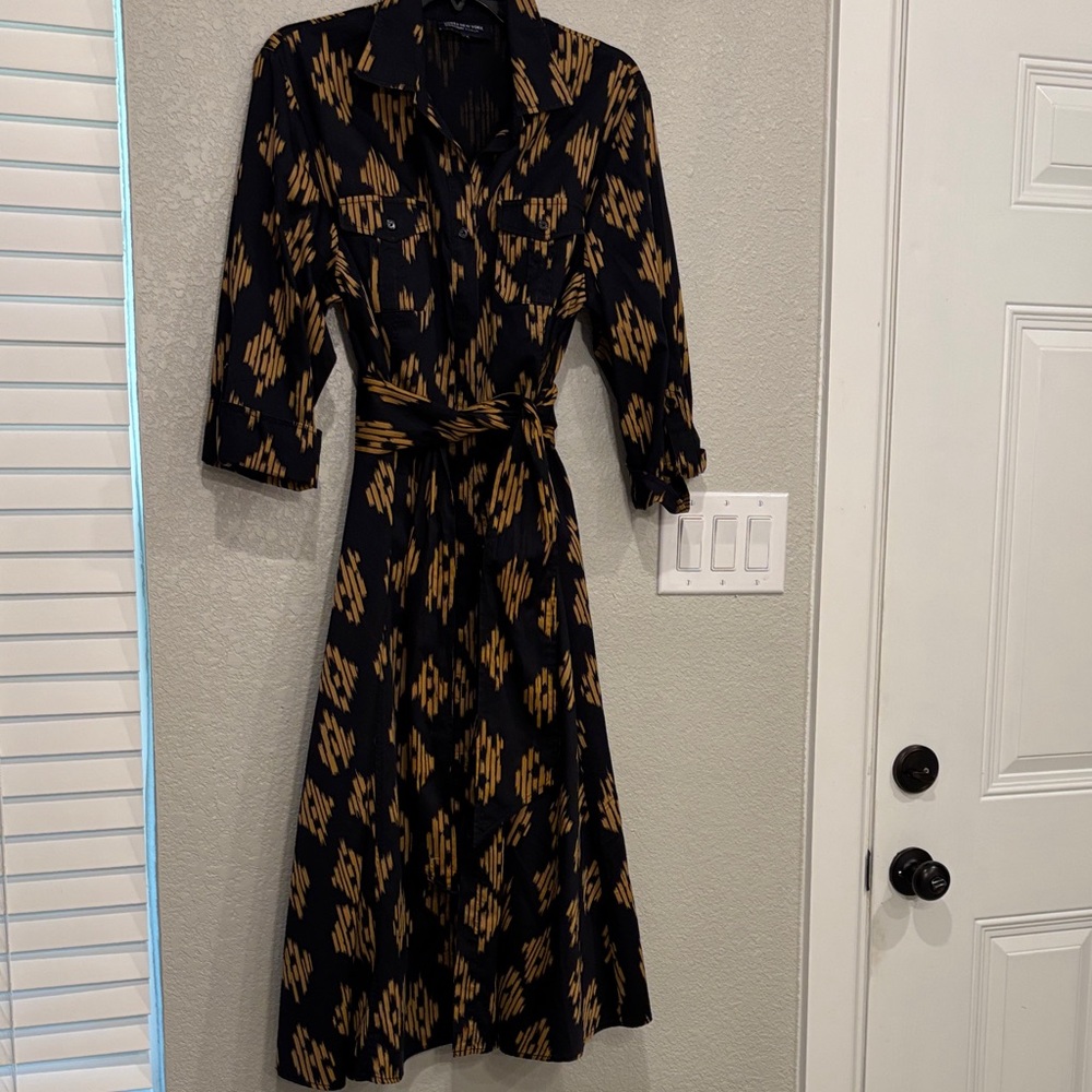 Jones New York Black and Gold Midi Dress